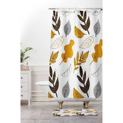 Fall Leaves Shower Curtain White - Deny Designs 3 Fall Leaves Shower Curtain White - Deny Designs