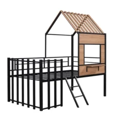 Metal Twin Size Loft Bed With Roof, Windows, Railing And Ladder - ModernLuxe 14 Metal Twin Size Loft Bed With Roof, Windows, Railing And Ladder - ModernLuxe -Baxton Studio Store GUEST f5d747ac d17e 4fad a5c0 b0415fe6e818