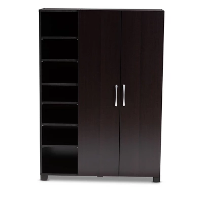 Marine Finished 2 Door Wood Entryway Shoe Storage Cabinet With Open Shelves Brown - Baxton Studio 10 Marine Finished 2 Door Wood Entryway Shoe Storage Cabinet With Open Shelves Brown - Baxton Studio - Image 8