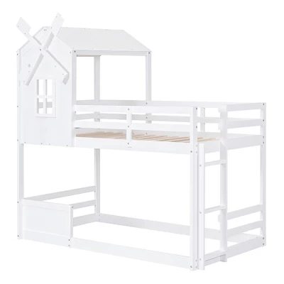 Twin Over Twin Bunk Bed With Roof, Window, Guardrails And Ladder - ModernLuxe 5 Twin Over Twin Bunk Bed With Roof, Window, Guardrails And Ladder - ModernLuxe - Image 3