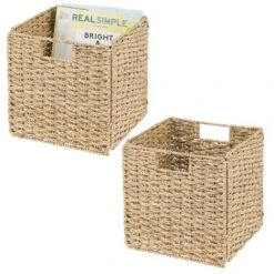 MDesign Woven Seagrass Home Storage Basket For Cube Furniture, 2 Pack -Baxton Studio Store GUEST f6bc13fb 6c37 49bc 8b88 56d157af5e39