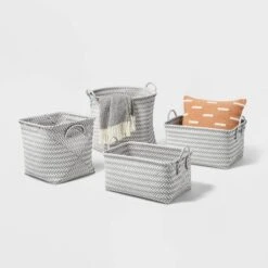 Large Woven Rectangular Storage Basket Gray/White - Brightroom™ -Baxton Studio Store GUEST f7afc392 cd5f 4f5b b71c de34f8204ec5