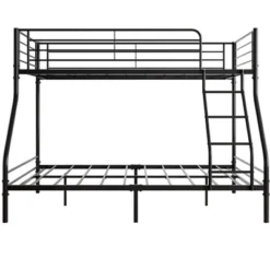 Twin-Over-Full Metal Bunk Bed With Ladder And Enhanced Upper-Level Guardrail, Black-ModernLuxe -Baxton Studio Store GUEST f7f1d3aa d818 4b26 84f3 a8410226e4e9