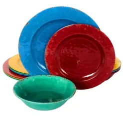 Gibson Studio California Mauna 12 Piece Assorted Crackle Decal Melamine Dinnerware Set -Baxton Studio Store GUEST f835a310 56d5 415b a238 7d4100e6a83b