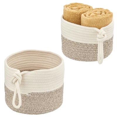 MDesign Woven Cotton Rope Bathroom Basket With Tie Handle, Set Of 2 9 MDesign Woven Cotton Rope Bathroom Basket With Tie Handle, Set Of 2 - Image 7