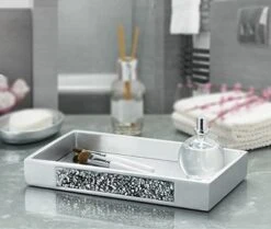 Creative Scents Silver Mosaic Bathroom Tray