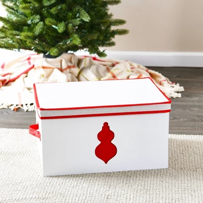 Household Essentials Ornament Storage Chest With 24 Pockets Green 4 Household Essentials Ornament Storage Chest With 24 Pockets Green - Image 2