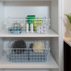 Set Of 2 Storage Bins - Basket Set For Toy, Kitchen, Closet, And Bathroom Storage - Medium Shelf Organizers With Handles By Home-Complete (White) -Baxton Studio Store GUEST fdda9591 1047 4520 b454 2324dbdfbe0f