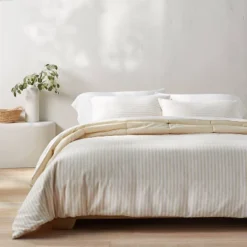 Heavyweight Linen Blend Stripe Comforter & Sham Set - Casalunaā¢