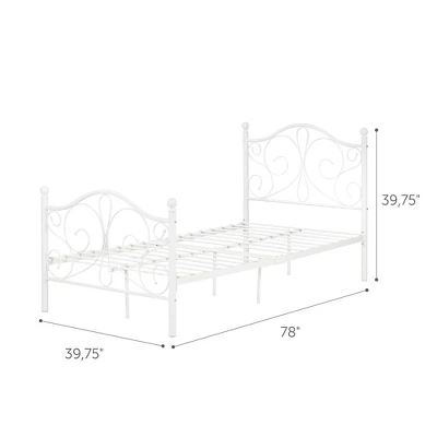 Twin Country Poetry Complete Metal Platform Bed White - South Shore 9 Twin Country Poetry Complete Metal Platform Bed White - South Shore - Image 7
