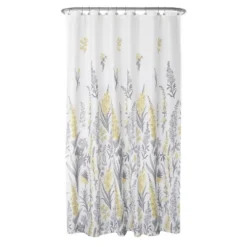 Snapdragon Floral Fabric Shower Curtain Yellow/Gray - Zenna Home -Baxton Studio Store GUEST feec732e b15f 4e52 848e 932c80050b5f