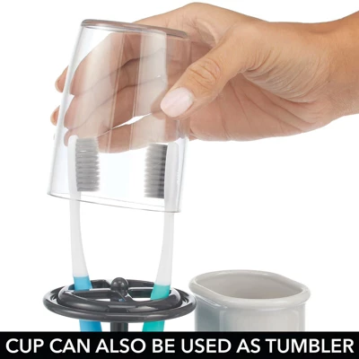 MDesign Toothpaste/Toothbrush Holder Stand Center, Rinse Cup/Cover 5 MDesign Toothpaste/Toothbrush Holder Stand Center, Rinse Cup/Cover - Image 3